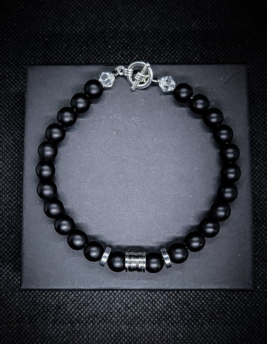 8mm Hematite/Malachite Clasps Bracelet