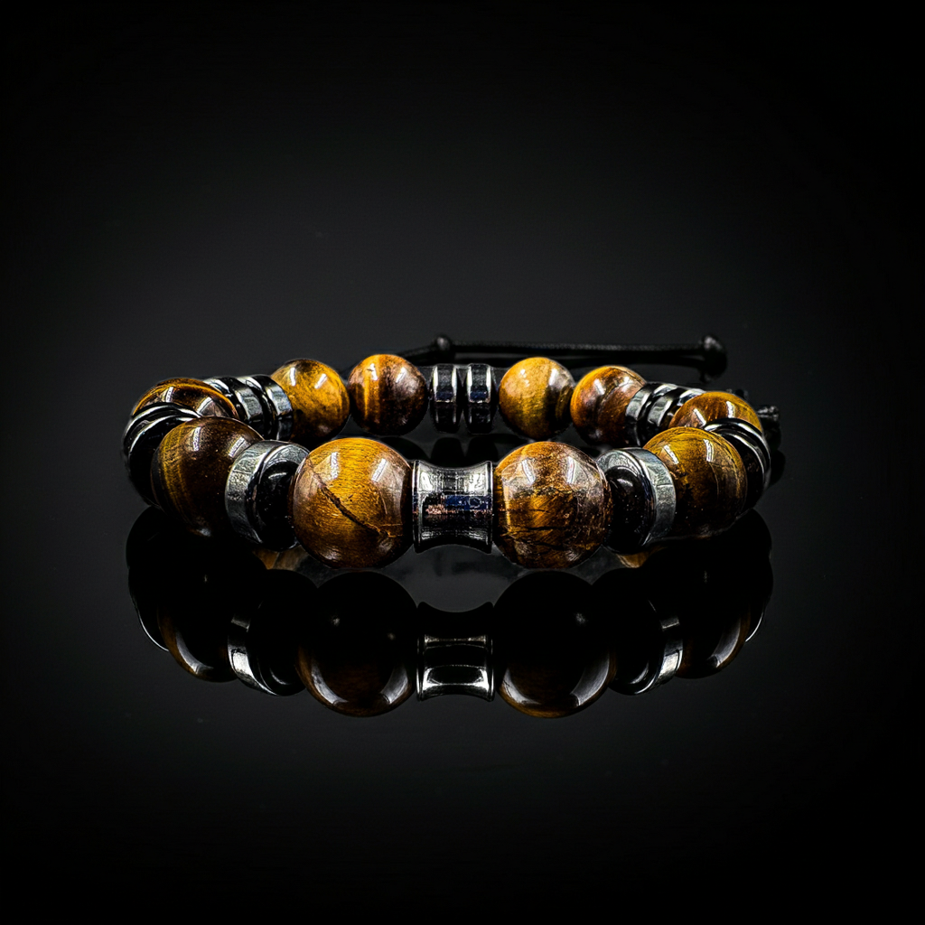 Men’s conquerer 14mm Tigers eye bracelet