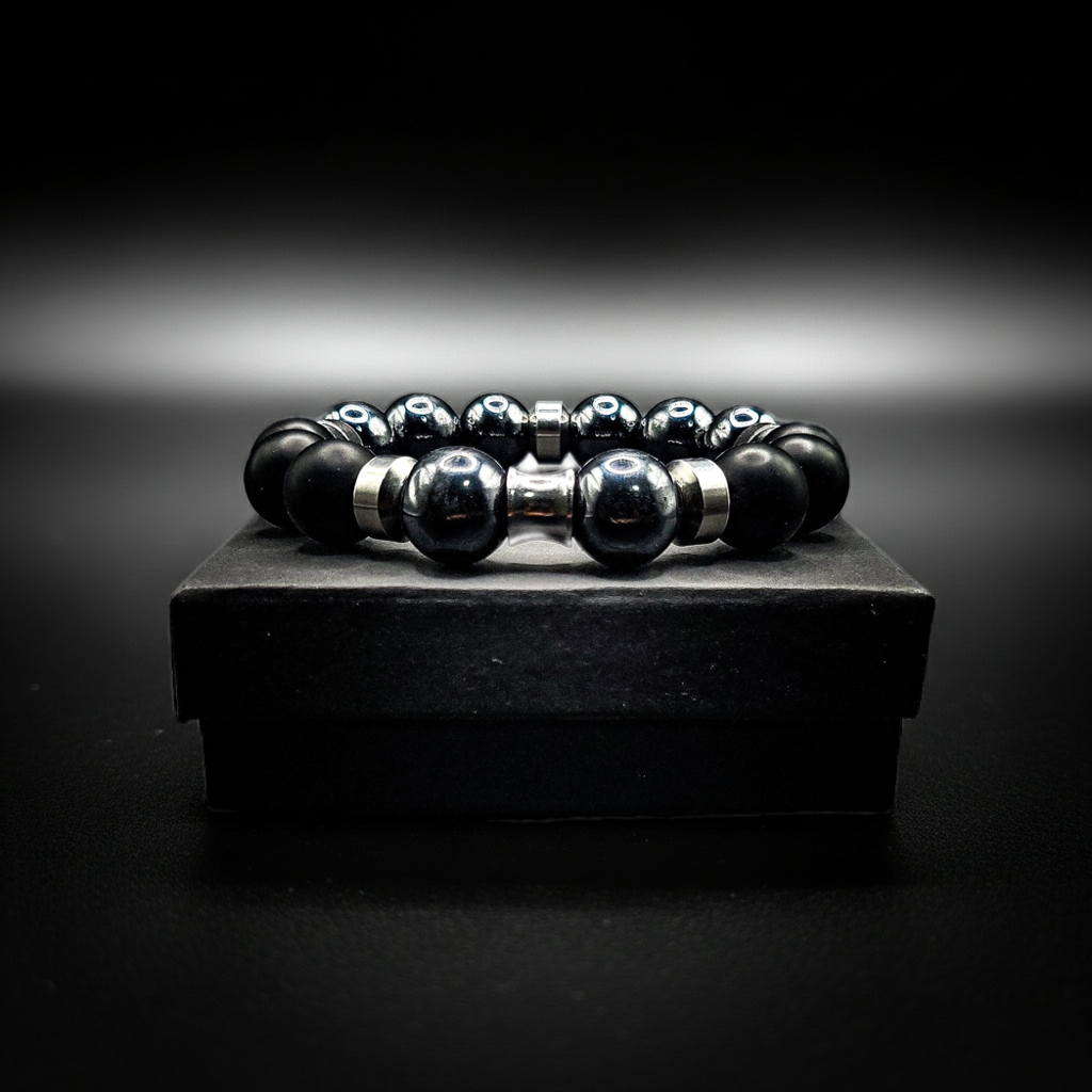 Men's 14mm Silver Hematite Business Bracelet