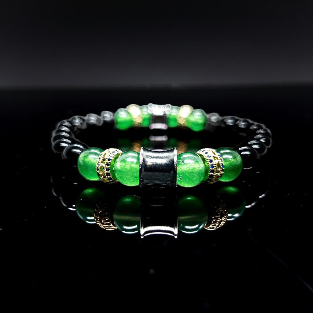 Women's Obsidian/ Quartz Stretch Bracelet