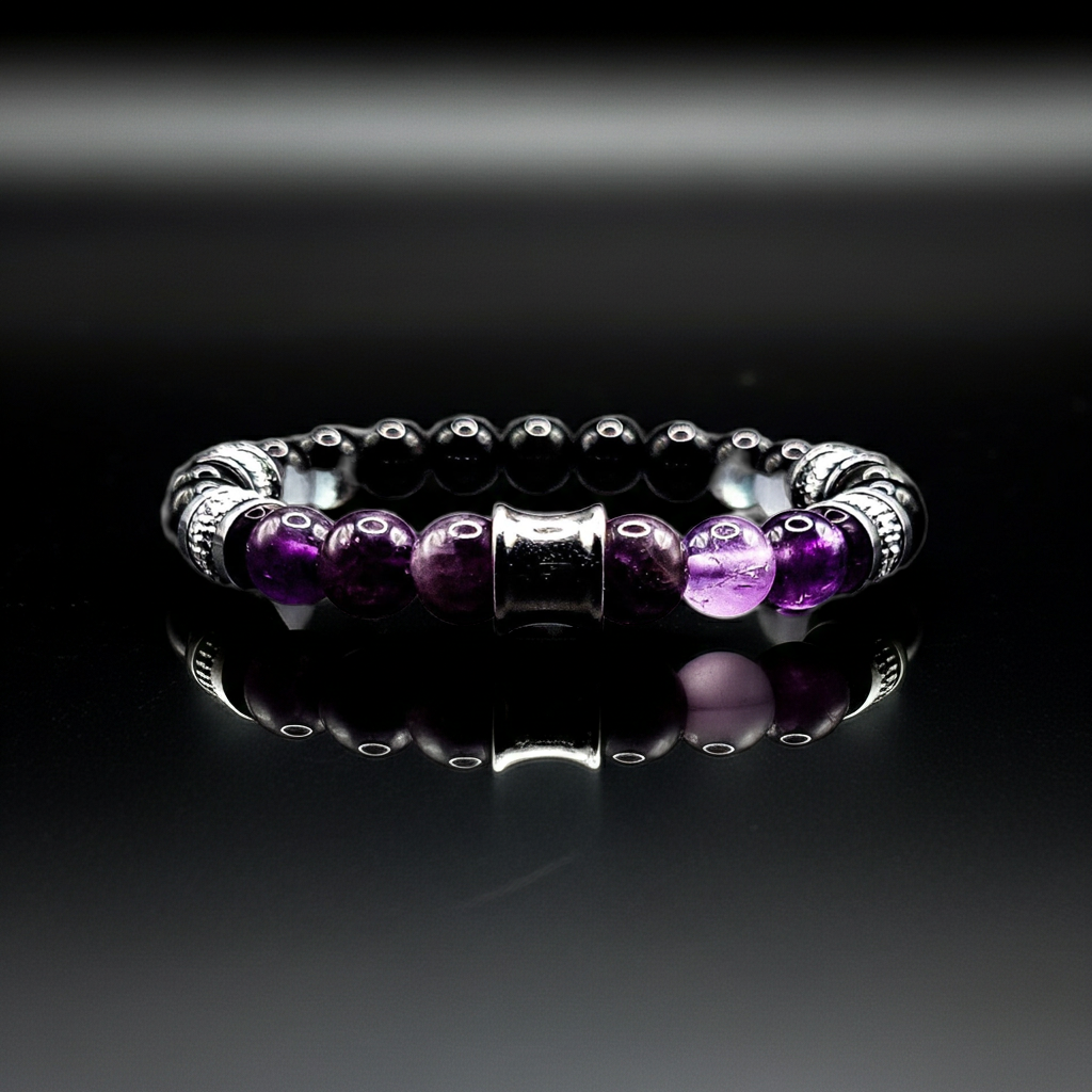 Men's/Women's Black Obsidian Quartz Stretch Bracelet