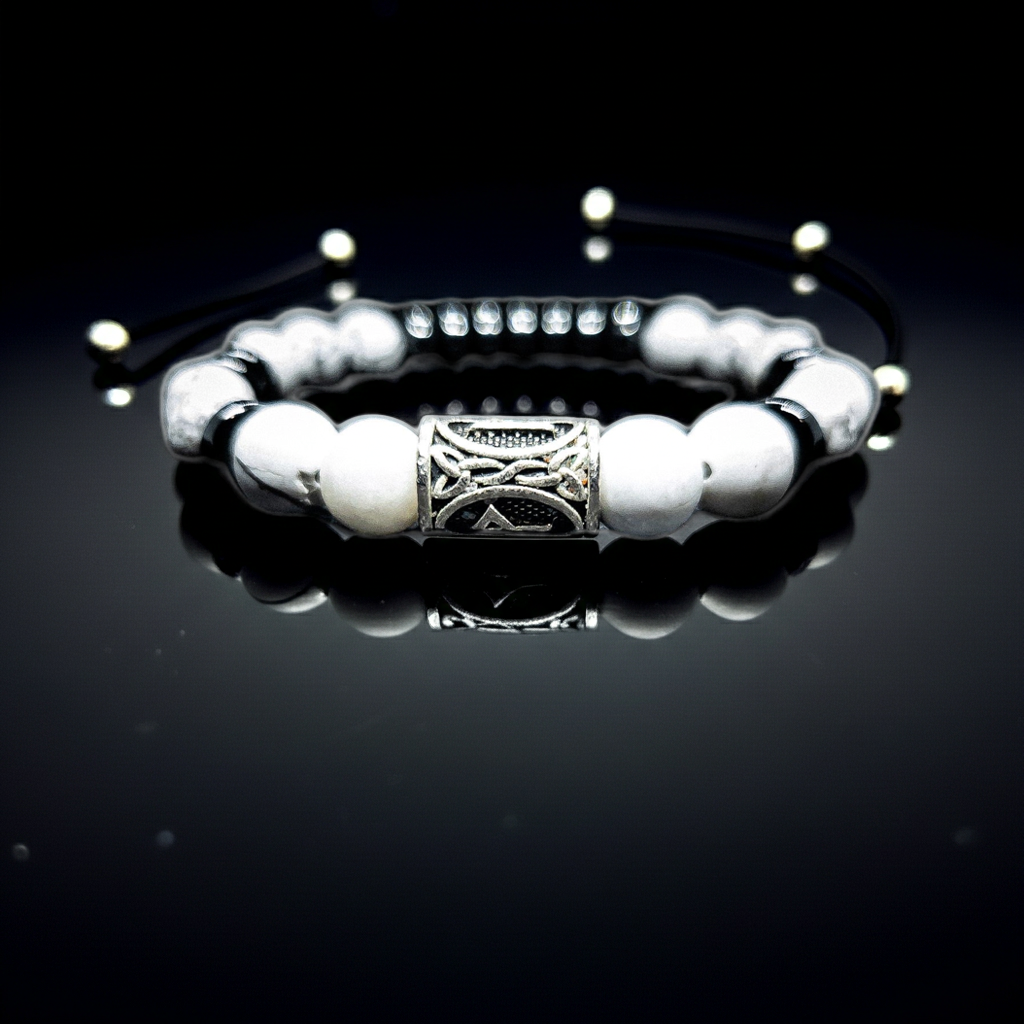 Men's White Howlite Stretch Bracelet