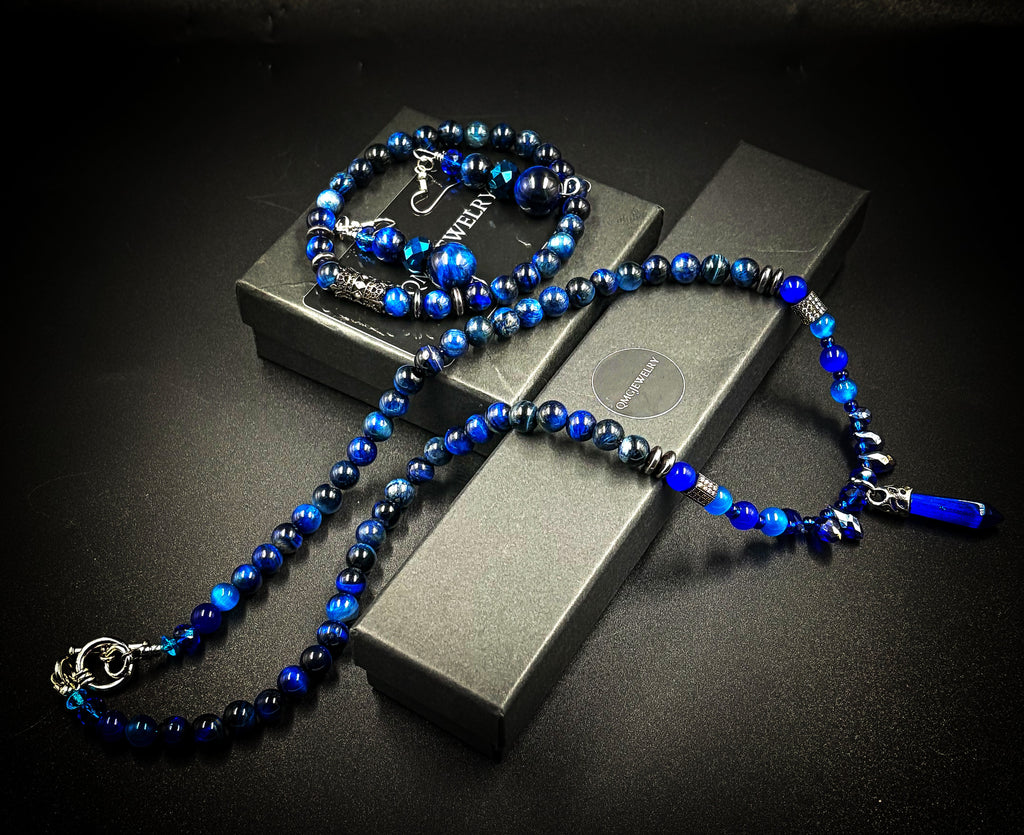 Blue Tiger's Eye jewelry set