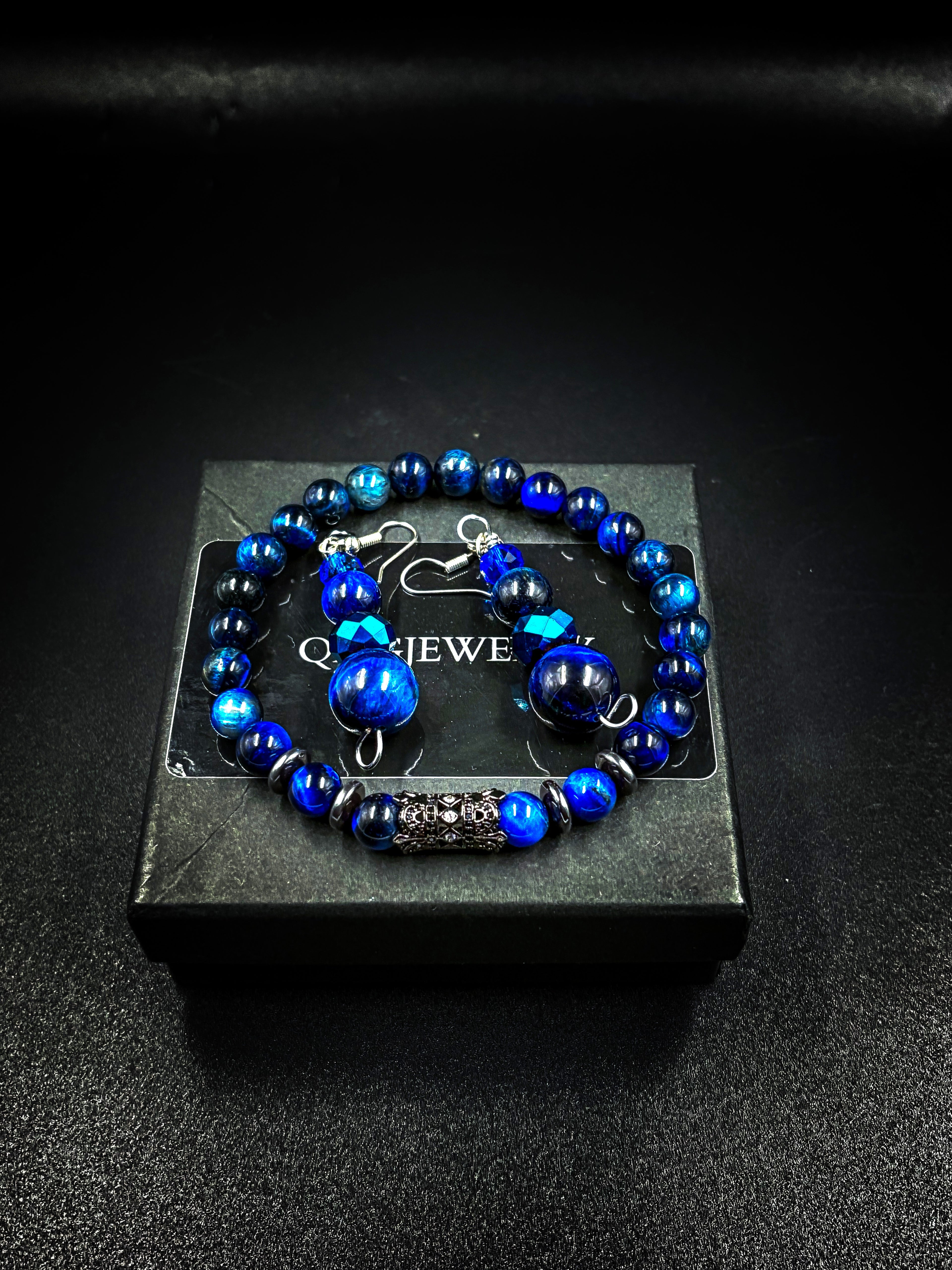 Blue Tiger's Eye jewelry set