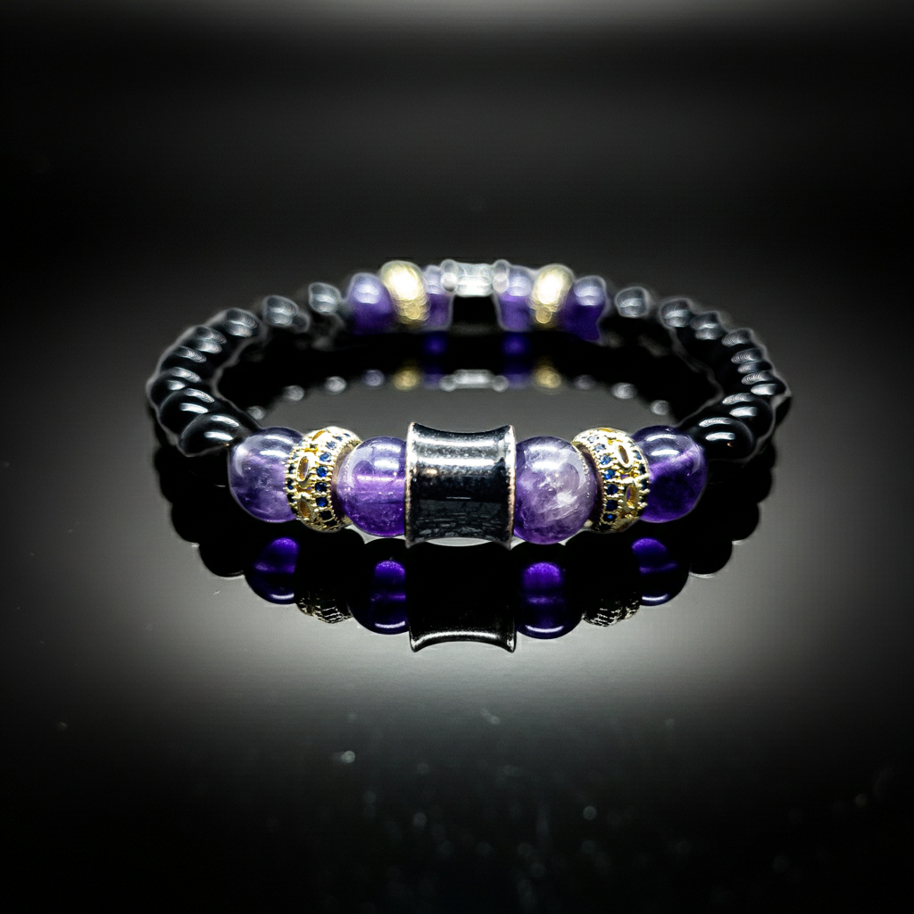 Women's Obsidian/ Quartz Stretch Bracelet