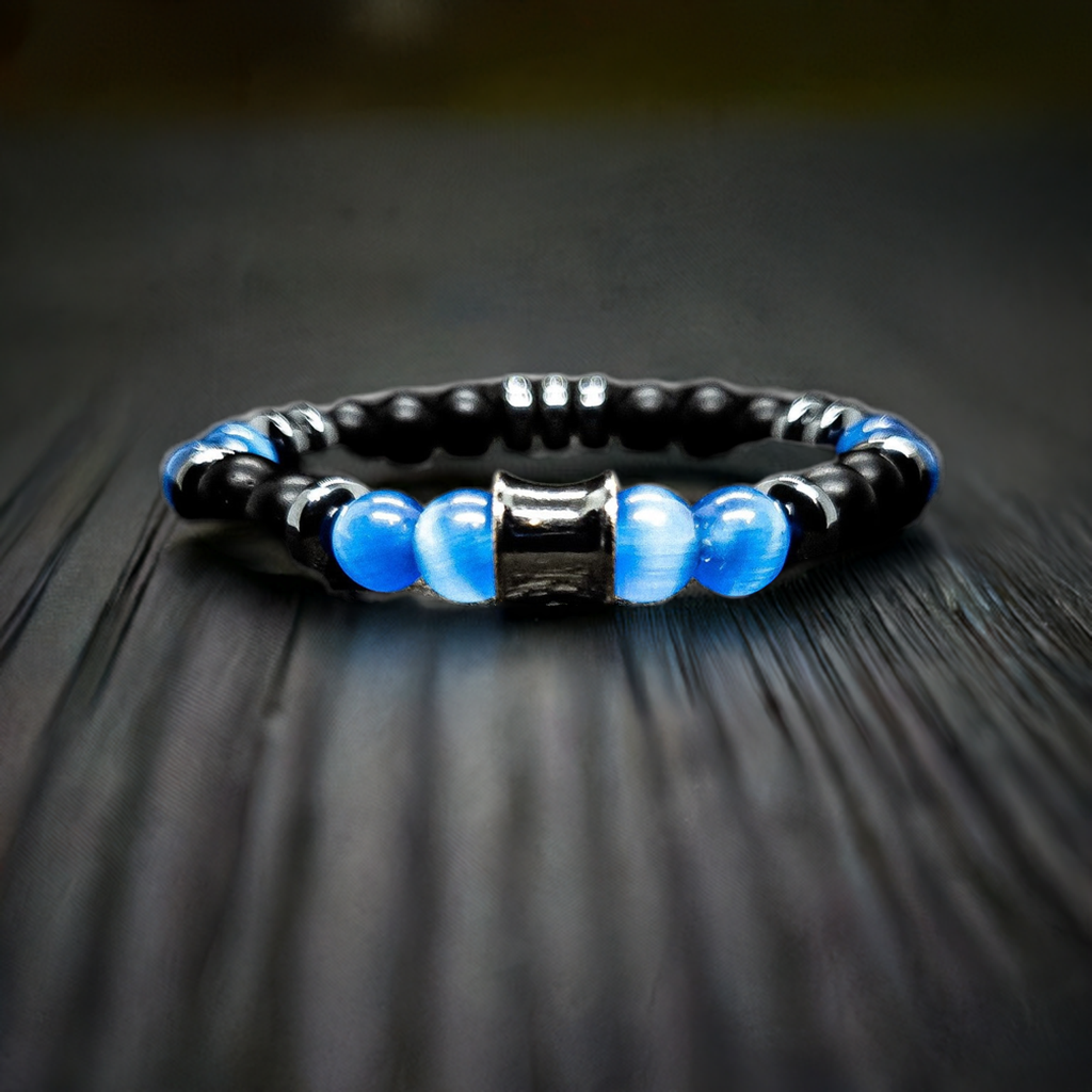 Men's/ Women's Matte Onyx Stretch Bracelet (Cat Eye)