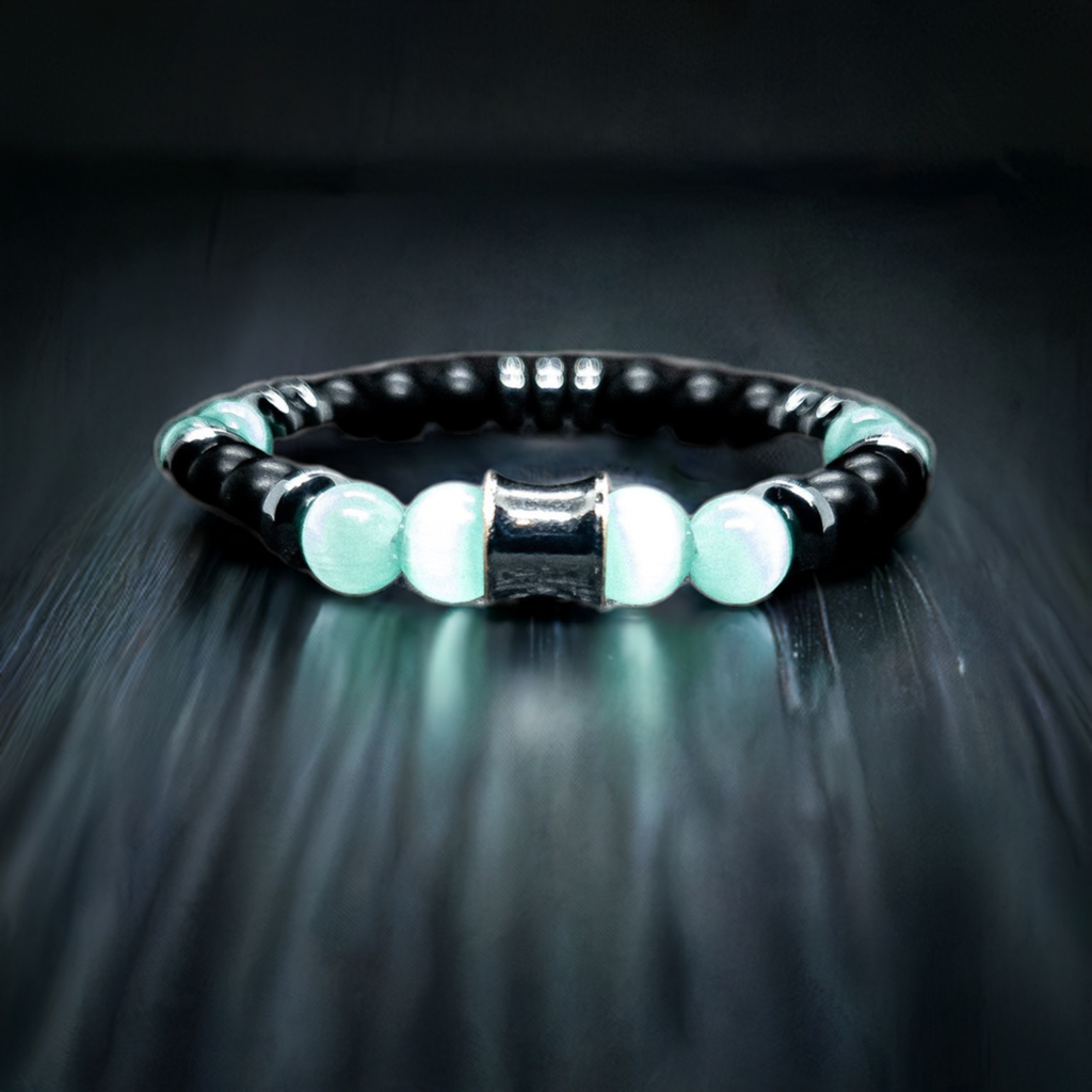 Men's/ Women's Matte Onyx Stretch Bracelet (Cat Eye)