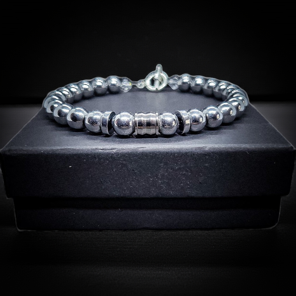 8mm Hematite/Malachite Clasps Bracelet