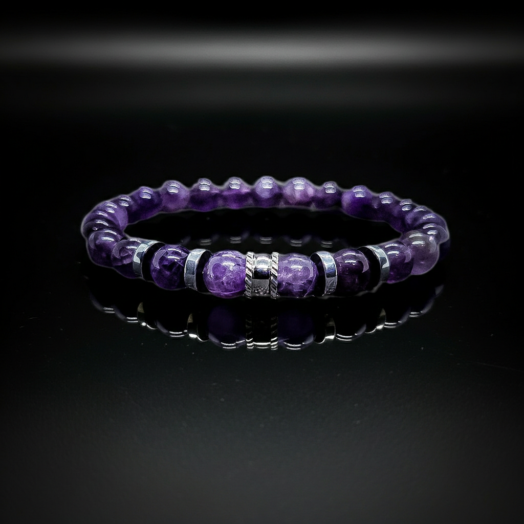 Women's Stainless Steel Spiritual Healing Crystal Stretch Bracelet