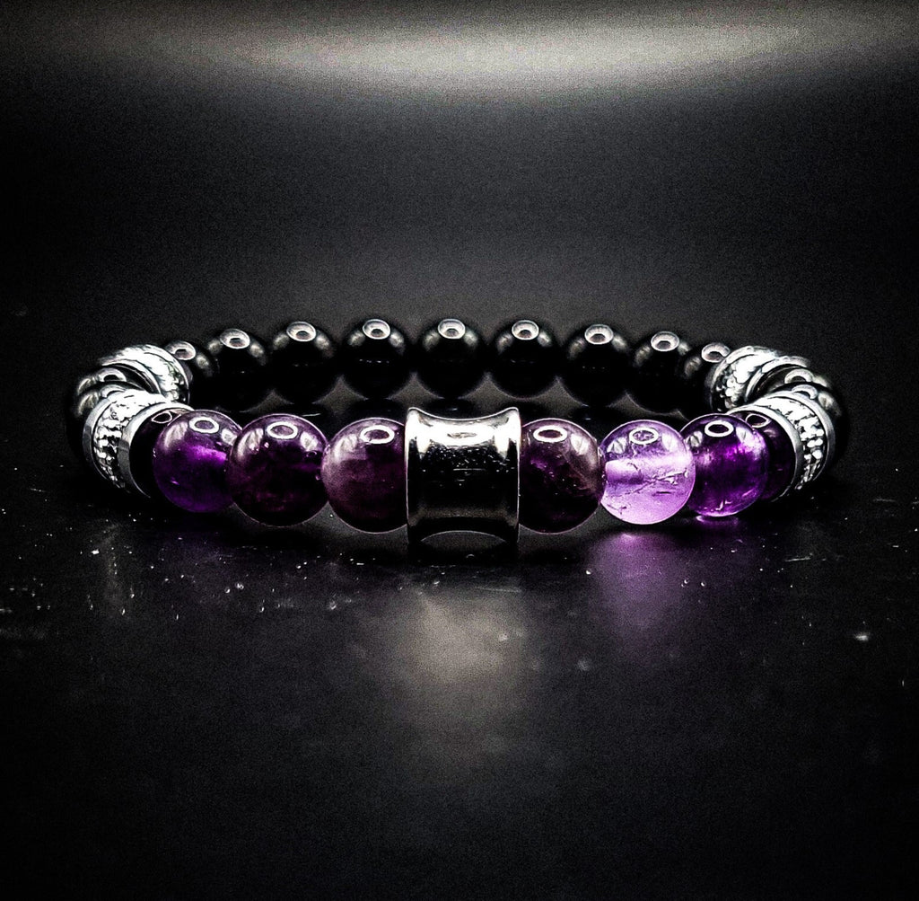 Men's/Women's Black Obsidian Quartz Stretch Bracelet