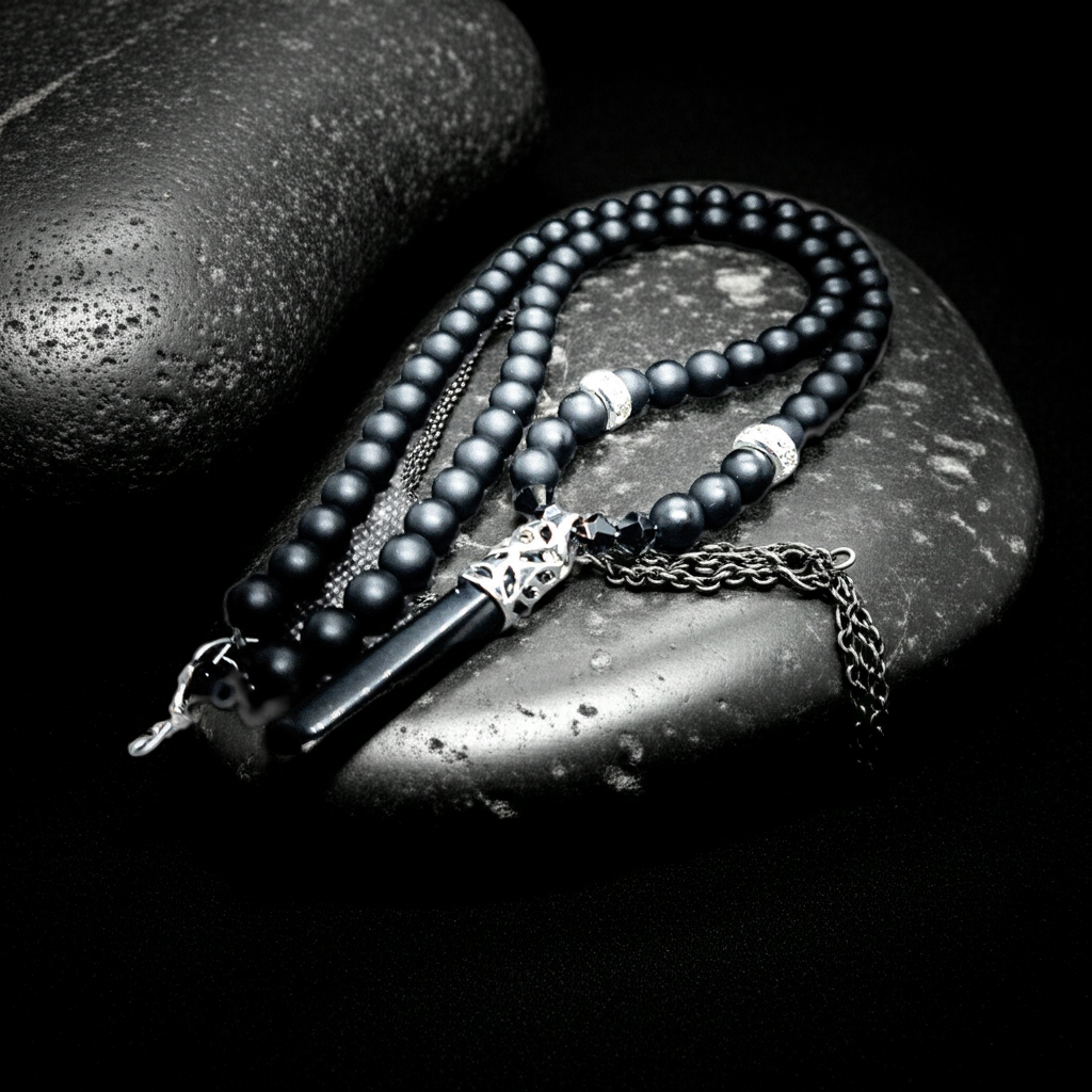 Matte Onyx Clasps Necklace