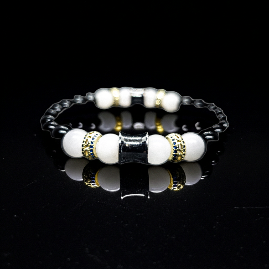 Women's Obsidian/ Quartz Stretch Bracelet