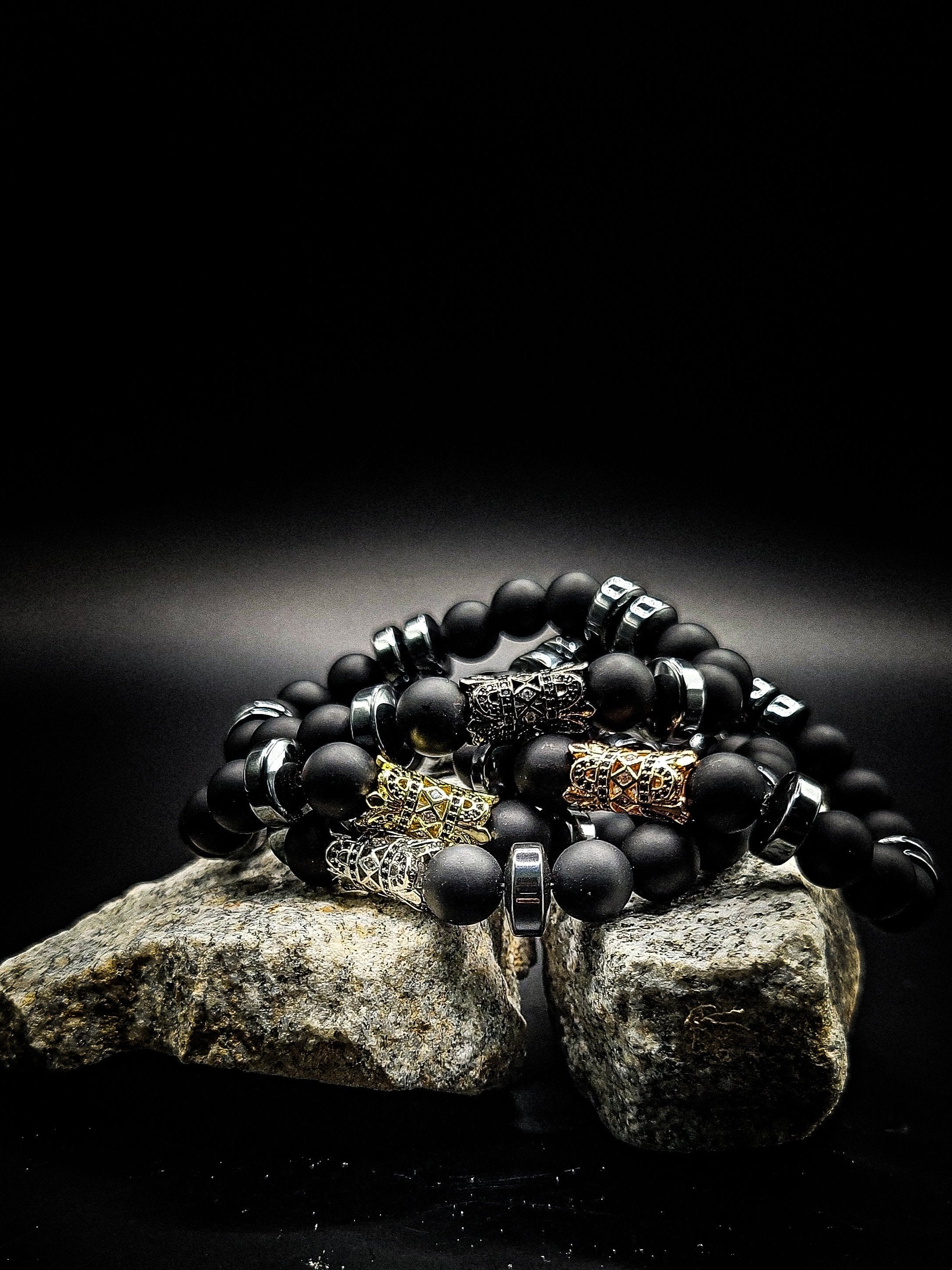 Men's Matte Onyx 4 piece Bracelet Jewelry Set