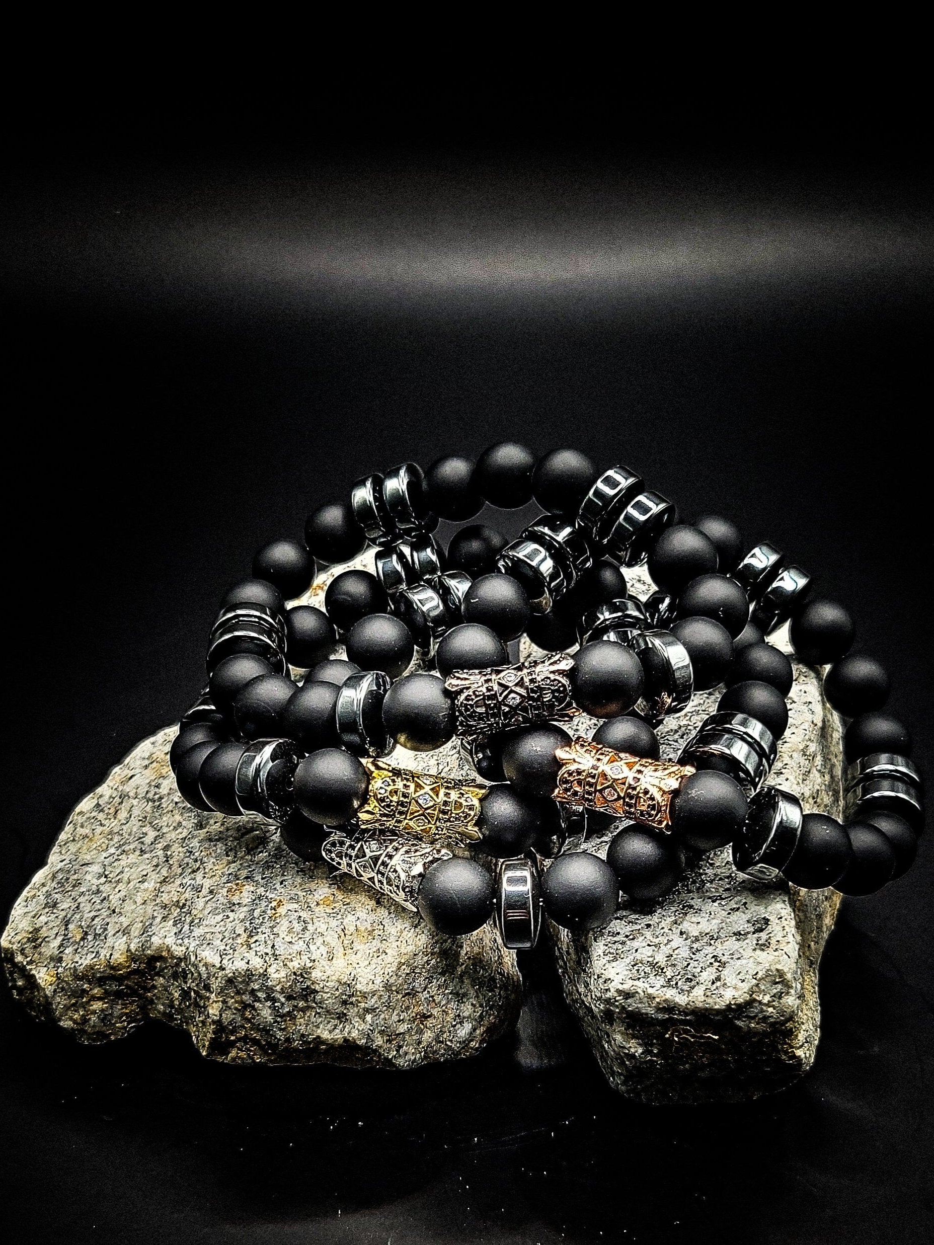 Men's Matte Onyx 4 piece Bracelet Jewelry Set