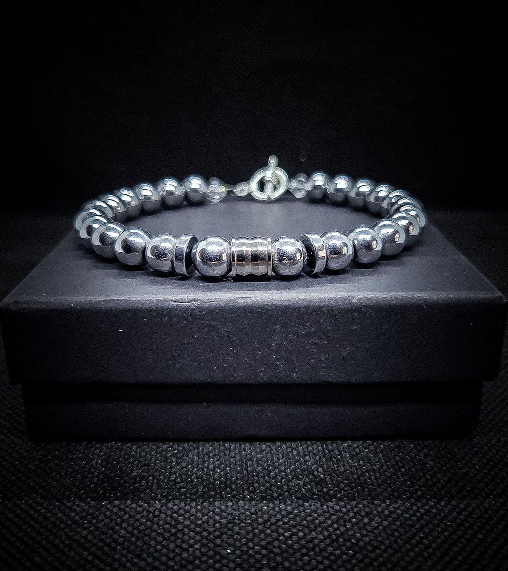 8mm Hematite/Malachite Clasps Bracelet