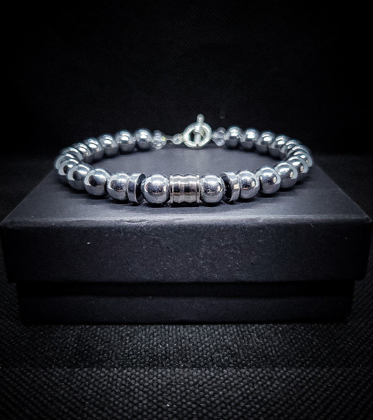 8mm Hematite/Malachite Clasps Bracelet