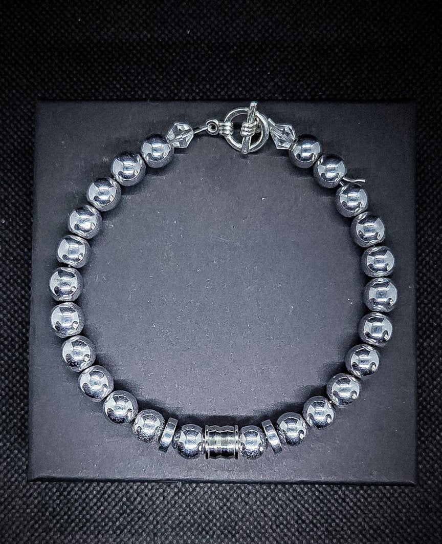 8mm Hematite/Malachite Clasps Bracelet