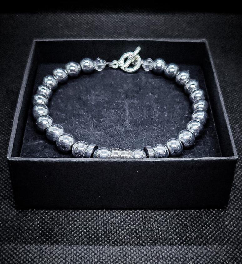 8mm Hematite/Malachite Clasps Bracelet