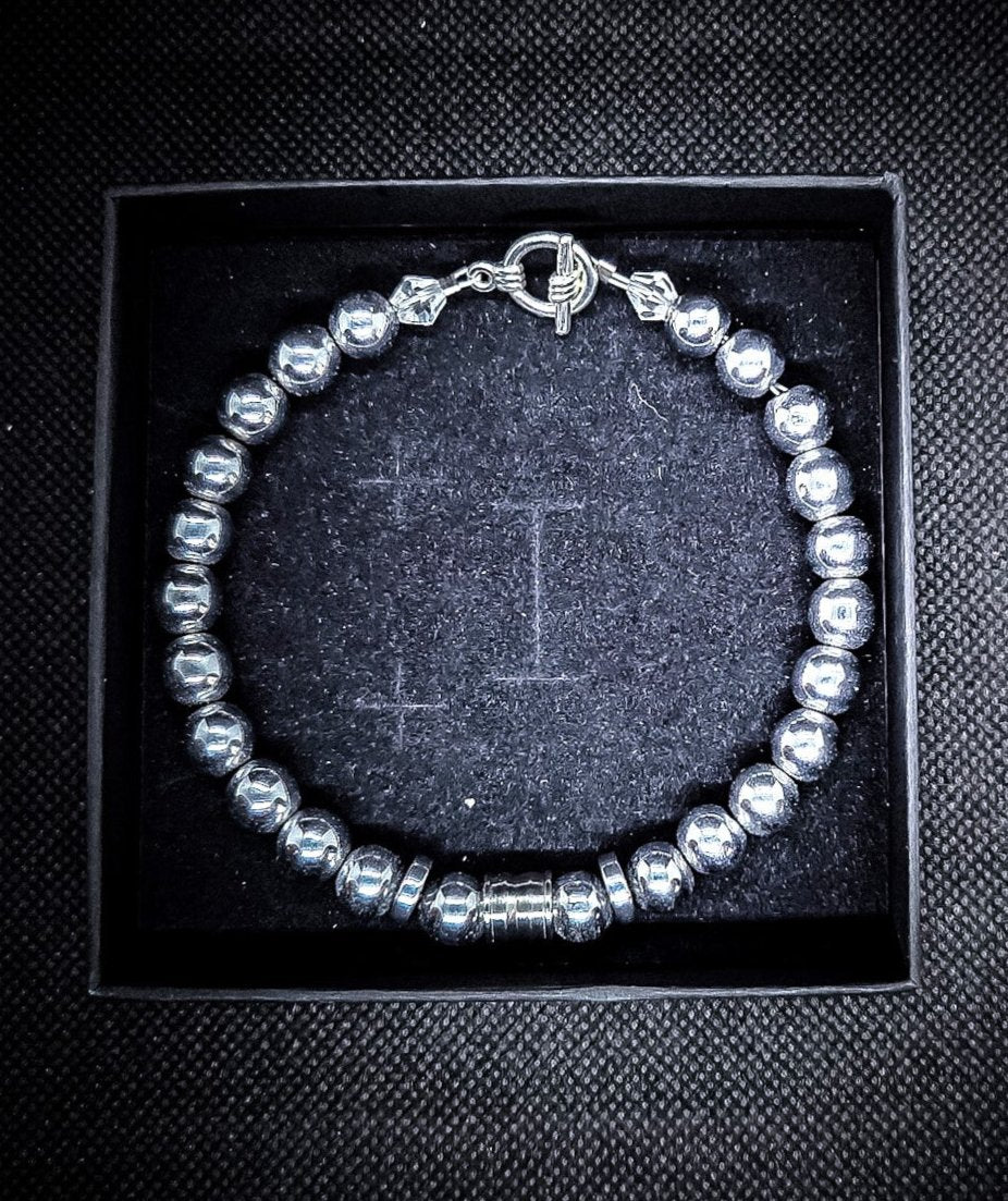 8mm Hematite/Malachite Clasps Bracelet