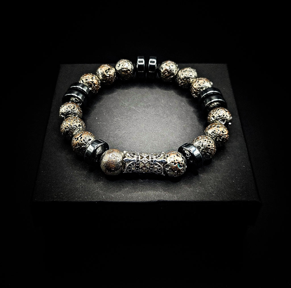 Men's Earth Grounding 10mm Volcanic Rock Healing Bracelet