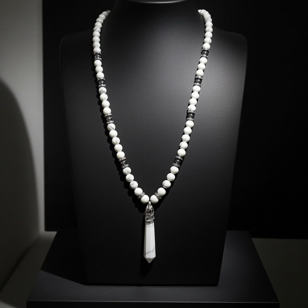 White turquoise Clasps Necklace (Hematite)