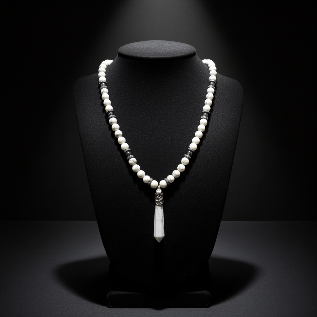 White turquoise Clasps Necklace (Hematite)