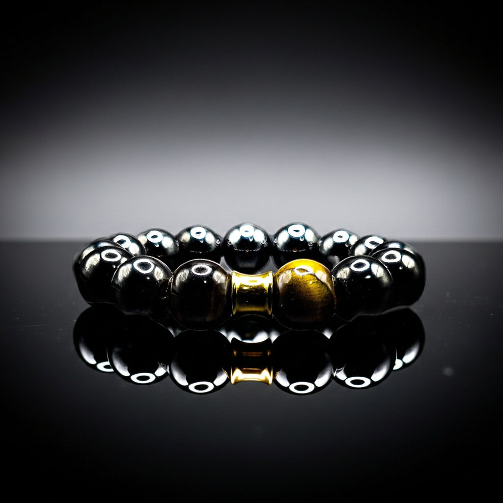 Men's 14mm Hematite/Tiger's Eye Business Bracelet