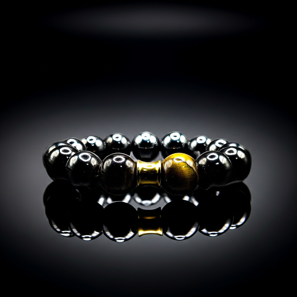Men's 14mm Hematite/Tiger's Eye Business Bracelet