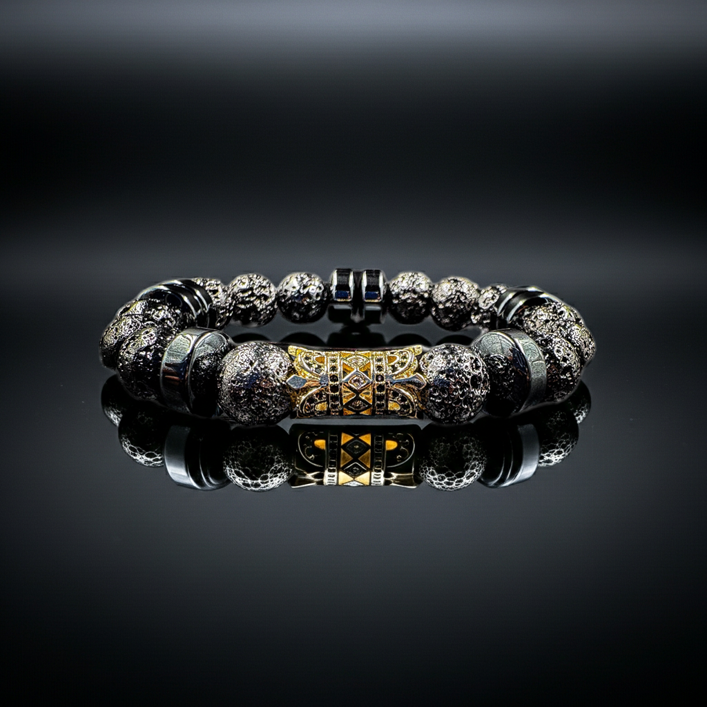 Men’s Earth Grounding 10mm Volcanic Rock Healing Bracelet