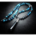 Blue Tiger Eye Clasps Necklace(Matte Onyx, Hematite)