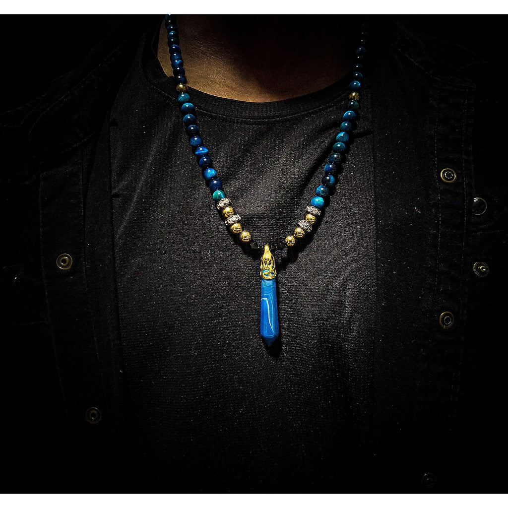Tiger eye Clasps Necklace (Blue)
